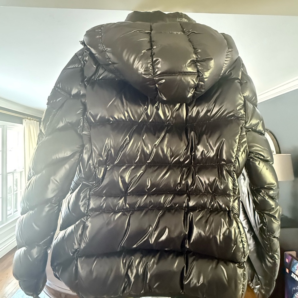NWT Moncler Brouel Chevron Nylon Laque Down Quilted Jacket w Attached Hood sz2 - Picture 4 of 10